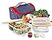 Prep Food Containers 2 Compartment Glass Containers with Lids (1040ml x 2) + Lunch Bag Meal Prep and Portion Control Lunch Box Airtight Leakproof Microwave Oven Freezer Dishwasher Safe Lunch Container