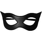 Soochat Women's Cat Mask Black Leather Cat Mask Masquerade Cosplay Halloween Party Costume Accessory