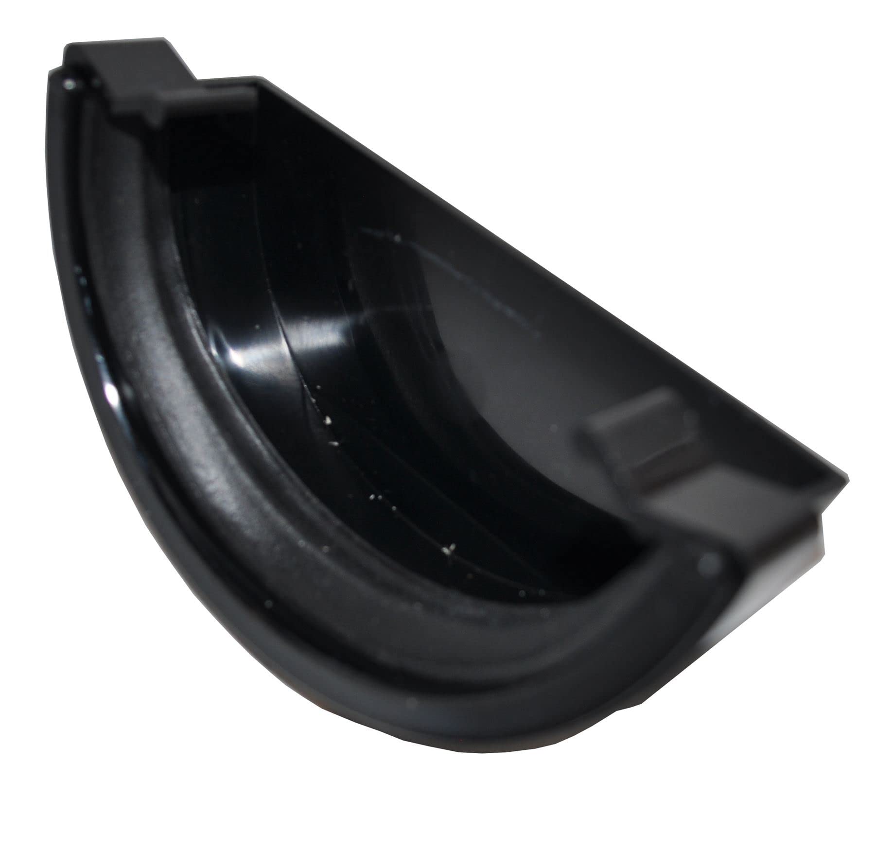 Half Round Guttering External Stop End - Black - Pack of 2