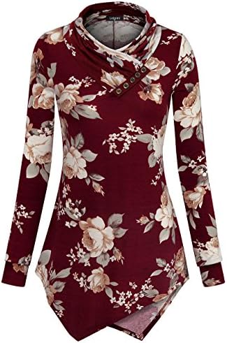 Laksmi Women's Long Sleeve Asymmetrical Cowl Neck Tunic Top