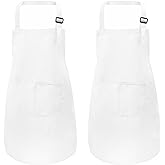 MEOGETY 2Pcs Kids Aprons Children Artists Aprons with Pockets Adjustable Chef Aprons for Cooking Kitchen Backing Painting