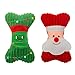 Homimp Christmas Plush Dog Bone Chew Toy with Squeaker 4 Pcs - Corduroy Durable Soft Toys Set for Puppy Dogs Training Fun
