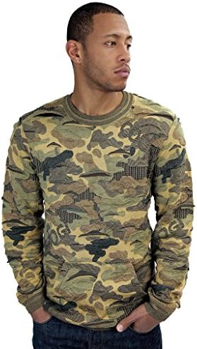 COOGI Men's Camo Crew Pullover Sweater Olive Camo X-Large