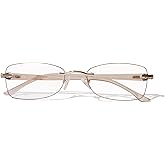ZESAKER Rimless Reading Glasses for Women, Rectangle Blue Light Blocking Readers With Tinted Edge