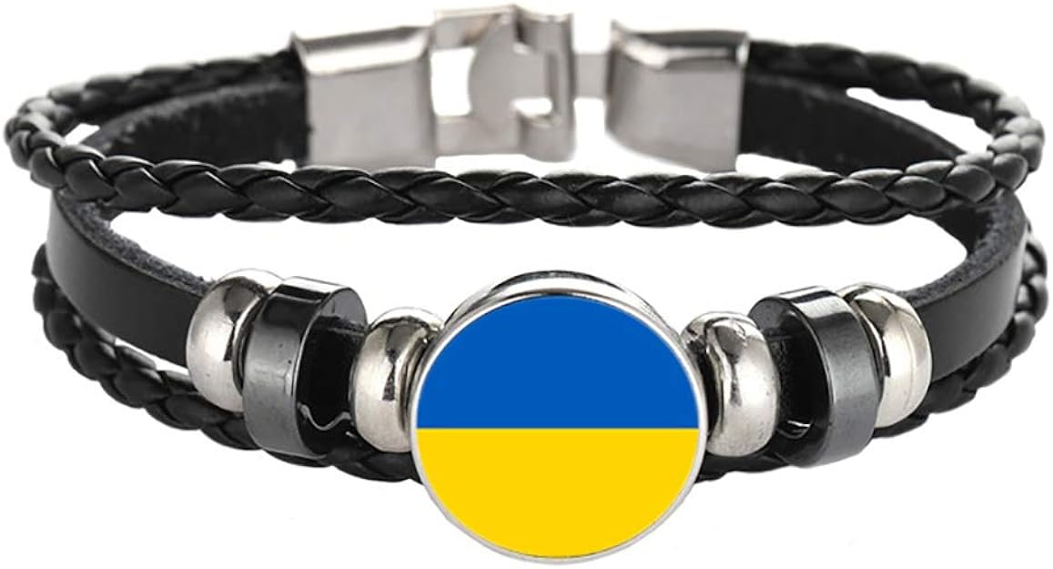 Ukraine Flagge geflochtene Armband Leder Kette kristall Armband