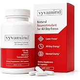 vyvamind Nootropic Brain Supplement for Focus, Memory &amp; Energy &ndash; Fast-Acting Focus Pills with Citicoline, Caffeine &amp; L-Theanine &ndash; for Concentration, Mental Clarity &amp; Brain Fog &ndash; 60 Capsules