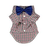 Fitwarm Western Plaid Shirts for Dog Clothes Pet Polo Apparel + Wedding Bow, Red, Small