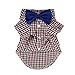 Fitwarm Western Plaid Shirts for Dog Clothes Pet Polo Apparel + Wedding Bow, Red, Medium