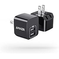 USB Charger, Anker 2-Pack Dual Port 12W Wall Charger with Foldable Plug, PowerPort Mini for iPhone Xs/X / 8/8 Plus / 7…