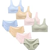 Demifill Girls Seamless Sport Bras&Panties for Teens Girls Training Bras with Panties Sets Multipack