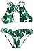 CUPSHE Fashion Women's Green Ginkgo Leaves Printing Halter Padding Bikini Set Beach Swimwear (M)