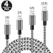 IVVO Lightning Cable 4 Pack 1FT 3FT 6FT 10FT Durable Nylon Braided Cord Lightning to USB Cable Charger for Apple iPhone 7/7 Plus/6/6s/6Plus/6s Plus/5/5c/5s/SE,iPad iPod Nano iPod Touch(Black)