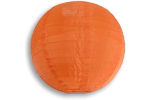 QUASIMOON PaperLanternStore.com 12 Inch Orange Nylon Lantern, Even Ribbing, Durable, Hanging Decoration