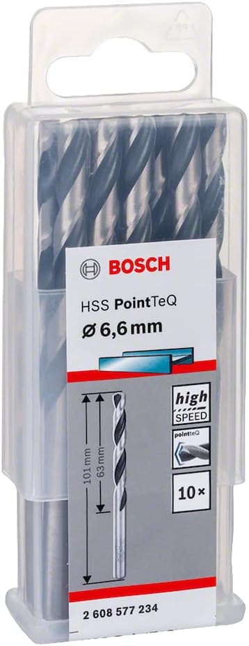 Bosch PointTeQ HSS Twist Drill Bit 6.6 mm x 63/101 mm 10 pcs