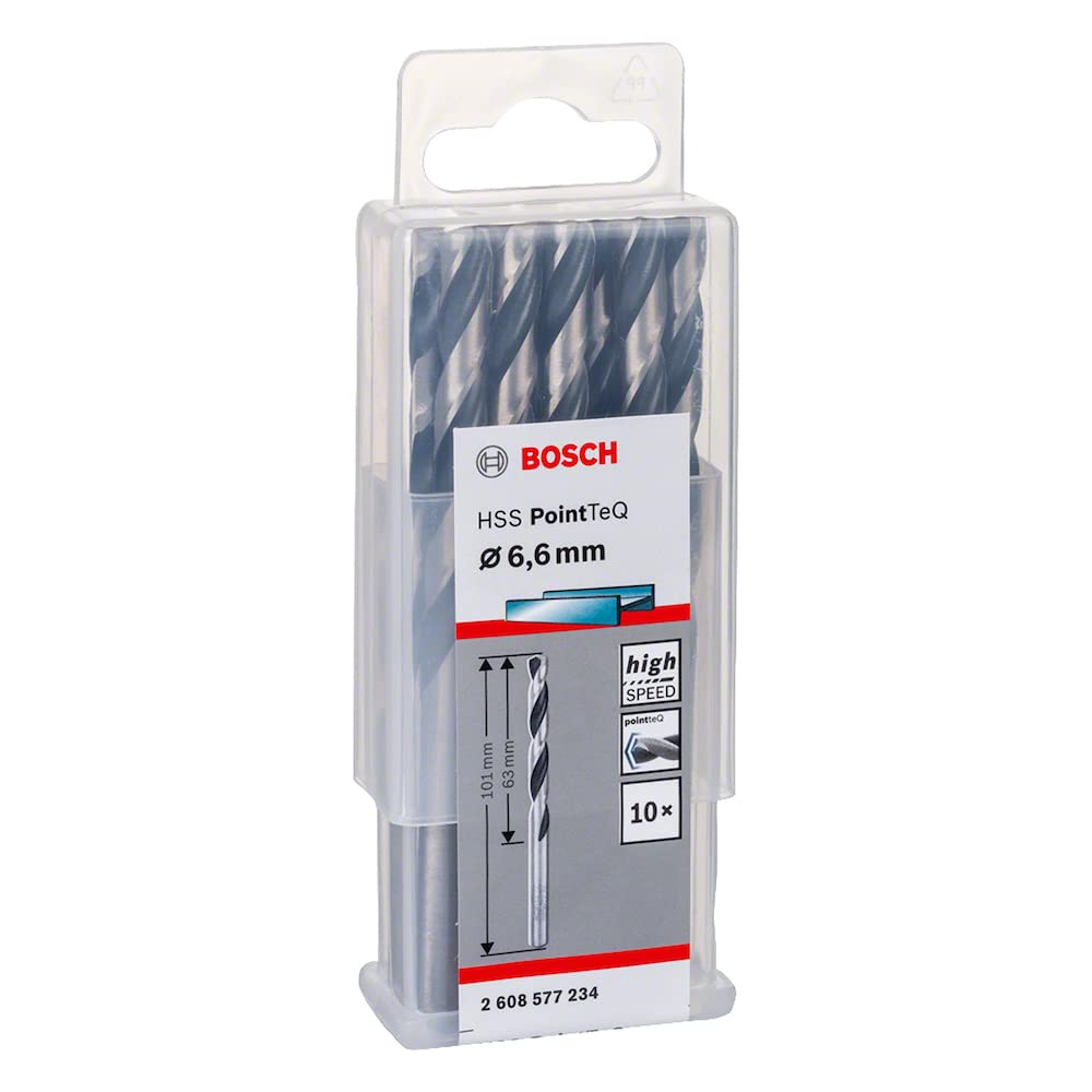 Bosch Professional 10-piece PointTeQ HSS Twist Drill Bit (for Metal, 6.6 x 63 x 101 mm, Drill Driver Accessories)