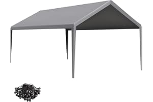 Gardesol Carport Replacement Canopy, Replacement Top Cover for 12' x 20' Carport Frame, 180G Waterproof & UV Protected Tarp with Ball Bungees, Gray, Only Top Cover, Frame is not Included