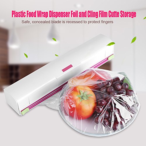 Food Wrap Dispenser, Food Freshness Wraptastic Dispenser Foil and Cling Film Cutter Plastic Storage Holder Kitchen Accessories