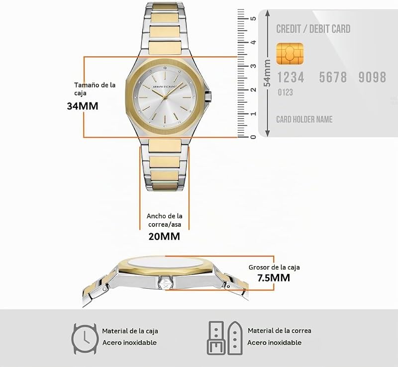 Relógio analógico de quartzo feminino armani exchange com pulseira de aço inoxidável ax7161set