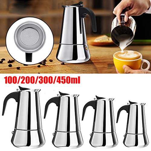 BBT-shop Stainless Steel coffee pot, Mocha Espresso Latte Percolator Stove Top Coffee Maker Pot Espresso Machines Pot Coffee Maker Parts Accessories (2cups)