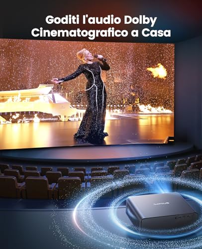 4K Projector [Netflix Compatible]1000ANSI Auto Focus/Keystone Projector 4K Smart TV, WiFi6 Two-way Bluetooth5.3 Portable Video Projector 1080p Native with HDMI ARC/CEC Home Cinema/Outdoor Black