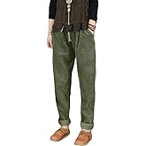 Minibee Women's Casual Corduroy Pants Comfy Pull on Elastic Waist Trousers Drawstring Cotton Pants