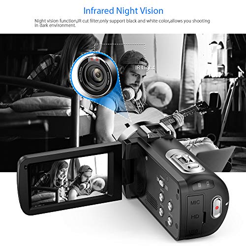 Videocamara-Digital-Andoer-Porttil-Cmara-de-Video-Digital-1920-1080P-HD-Pantalla-30-IPS-24MP-16X-Zoom-DigitalRotacin-de-270-con-Control-Remot-Apoyo-Noche-de-Infrarrojos-Disparar