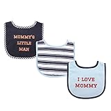 Luvable Friends 3 Piece Drooler Bibs with Fiber Filling for Boys, I love Mommy