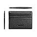 MEKU Handmade Genuine Leather Unisex Slim Card Case Super Thin Fashion Card Holder Compact Wallet Black