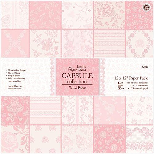 Papermania 12 x 12-inch Paper Pack Capsule Collection-Wild Rose, Pack of 32, Wild Rose