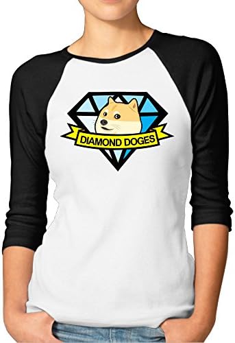 Luning Women's Diamond Doges 3/4 Sleeve Baseball Raglan Tee Shirt Black Size XL