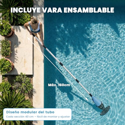 Pool Vacuum Cleaner with Battery, Cordless Pool Cleaner with 90 Minutes Runtime, Pool Vacuum, 4088L/h, Strong Suction, Fast Dirt Removal