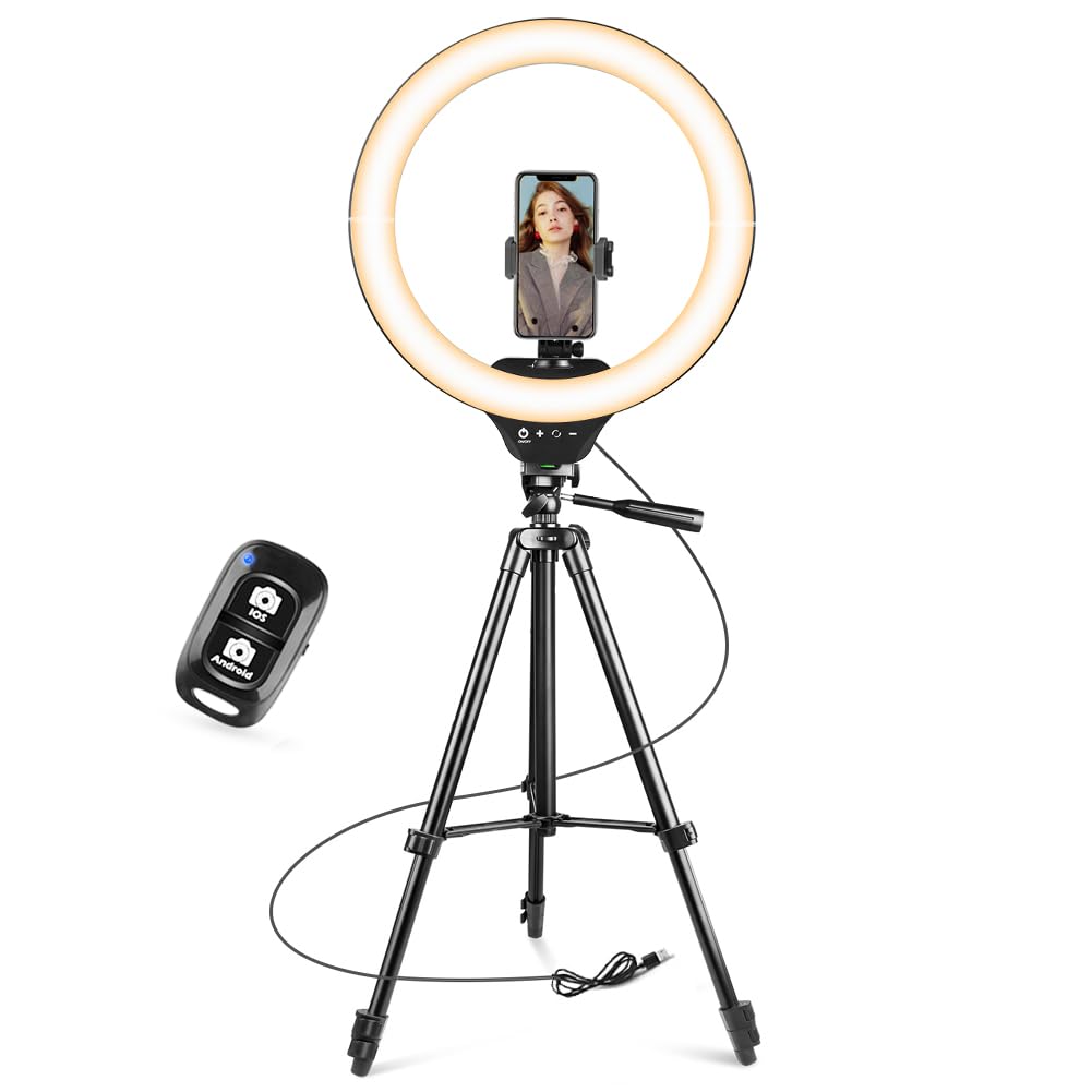 Sensyne 14" Ring Light with Tripod Stand, LED Circle Light with Phone Holder, for Photo Selfie, Video Recording, Zoom Meeting