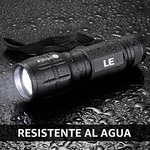 Lighting EVER Linterna LED de Alta Luminosidad con Zoom Ajustable, IPX4 Resistente al Agua, Compacta y Portátil – para Camping, Senderismo, Emergencias, Incluye Baterías AAA, Paquete de 2