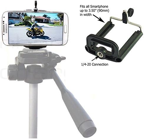 Cell Phone Tripod Adapter - Compatible with iPhone Tripod Mount SE 6 6S Plus 5 5S 5C 4 4s Clip Holder Connector Stand Bracket Head Smartphone Attachment Samsung Galaxy S7 S6 S5 S4 S3 S2