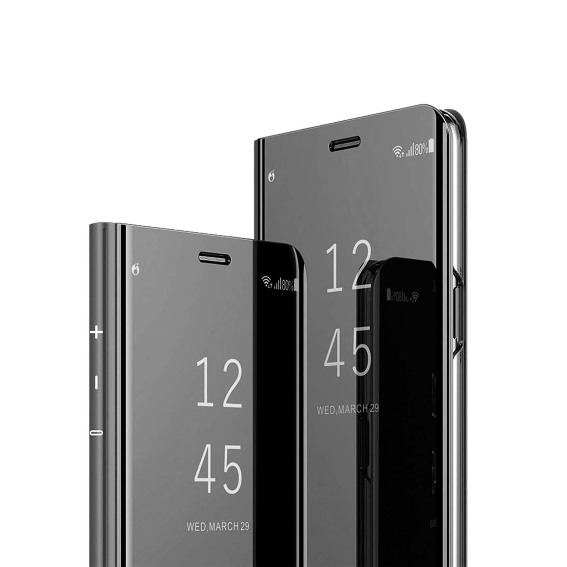 MRSTER Flip Case for Samsung Note 8 Mirror Design Clear View Bookstyle Protecter Shell With Kickstand Cover for Samsung Galaxy Note 8. Flip Mirror: Black