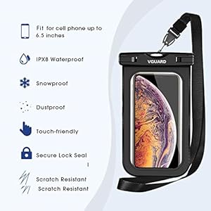 Schnorchelmasken 51pPaFrC PL. SS300 Ein Produkte, um alle Bedürfnisse zu erfüllen --- Wir bieten Wasserdichte Tasche Wasserdichte Handyhülle, um alle Ihre Anforderungen für jeden Wassersport zu erfüllen. Geeignet für Kajak fahren, Boot fahren, Camping, Kanu fahren, Angeln, Ski fahren, Snowboard fahren, Schwimmen, Surfen, Wandern usw. Hinweise – Wassertest ist immer benötigt vor deren Einsatz. Anstatt das Handy entweder Papier oder Stoff in die Hülle zu füllen und im Waschenbecken für lange Zeit zu versenken.
Wasserdichte Tasche --- Drei Dichtungsschichten und ein Klettverschluss ist die Tasche vollkommen wasserdicht; Mit einem größeren Format 8.66 * 6.00 Zoll/ 15.5cm x 21.5cm, legen Sie alle Ihre kleine Gegenstände wie Handy, Bargeld, Gewebe, Schlüssel, Uhr, usw., im Inneren ab. sogar eine iPad Mini ! Mit dem praktischen Tragegurt haben Sie den Beutel immer und überall dabei. Sie können es irgendwo hängen, zB. um Ihre Taille oder über die Schulter.
Wasserdichte Handyhülle --- Mit ihrem ausgezeichneten, wasserdichten Design bis zu 30 Meter (100 Fuß) bietet diese Tasche wasserdichten, schneesicheren und schmutzabweisenden Schutz für Ihr Telefon. Die transparente Abdeckung behindert die Verwendung der Kamera nicht (drücken Sie bitte die Lautstärketaste, um ein Bild aufzunehmen). VGUARD wasserdichte trocken Tasche paßt Geräte bis 6,5 Zoll und ermöglicht für zusätzlichen Raum, um Ihre Kreditkarte zu setzen, ID, Bargeld, Münzen.