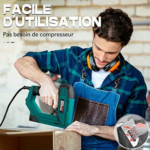 NEU MASTER Electric Stapler, Electric Nailer NTC0060 for DIY Projects in Furniture, Carpentry and Woodworking, Including Staples and Nails