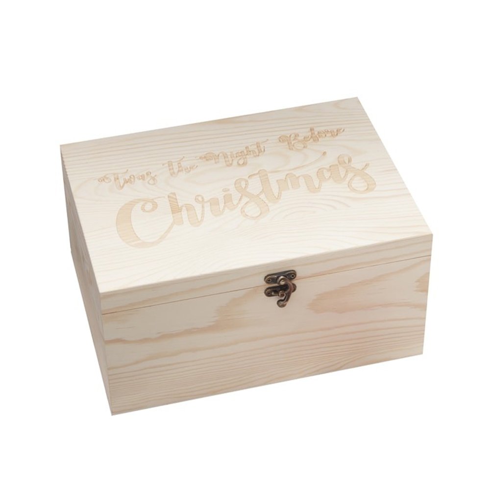 Ginger Ray Wooden Christmas Eve Engraved Box Keepsake Present - Santa and Friends
