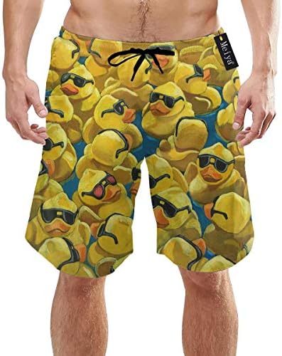 Pillow Hat Rubber Ducks Men's Beach Pants Swim Trunks Drawstring Board Shorts Swimwear