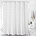 AmazerBath Fabric Shower Curtain, Grey Herringbone Pattern Polyester Fabric Shower Curtains with 2 Heavy Duty Clear Stones, Decorative Curtains for Bathroom, Hotel Quality, 72 X 72 Inches