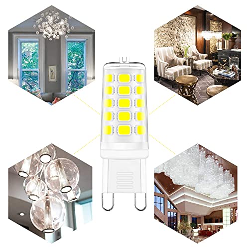 ONSTUY Bombilla LED G9 Regulable,6000K Blanco Frío,4W G9 Bombillas LED,Lámpara Halógeno Equivalente 40W,400Lm,Ángulo de Luz de 360°,AC 220-240V,Sin Parpadeos,Paquete de 5