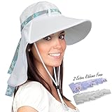 Womens Sun Hats Neck Flap Large Brim UV Protection Foldable Fishing Hiking Cap