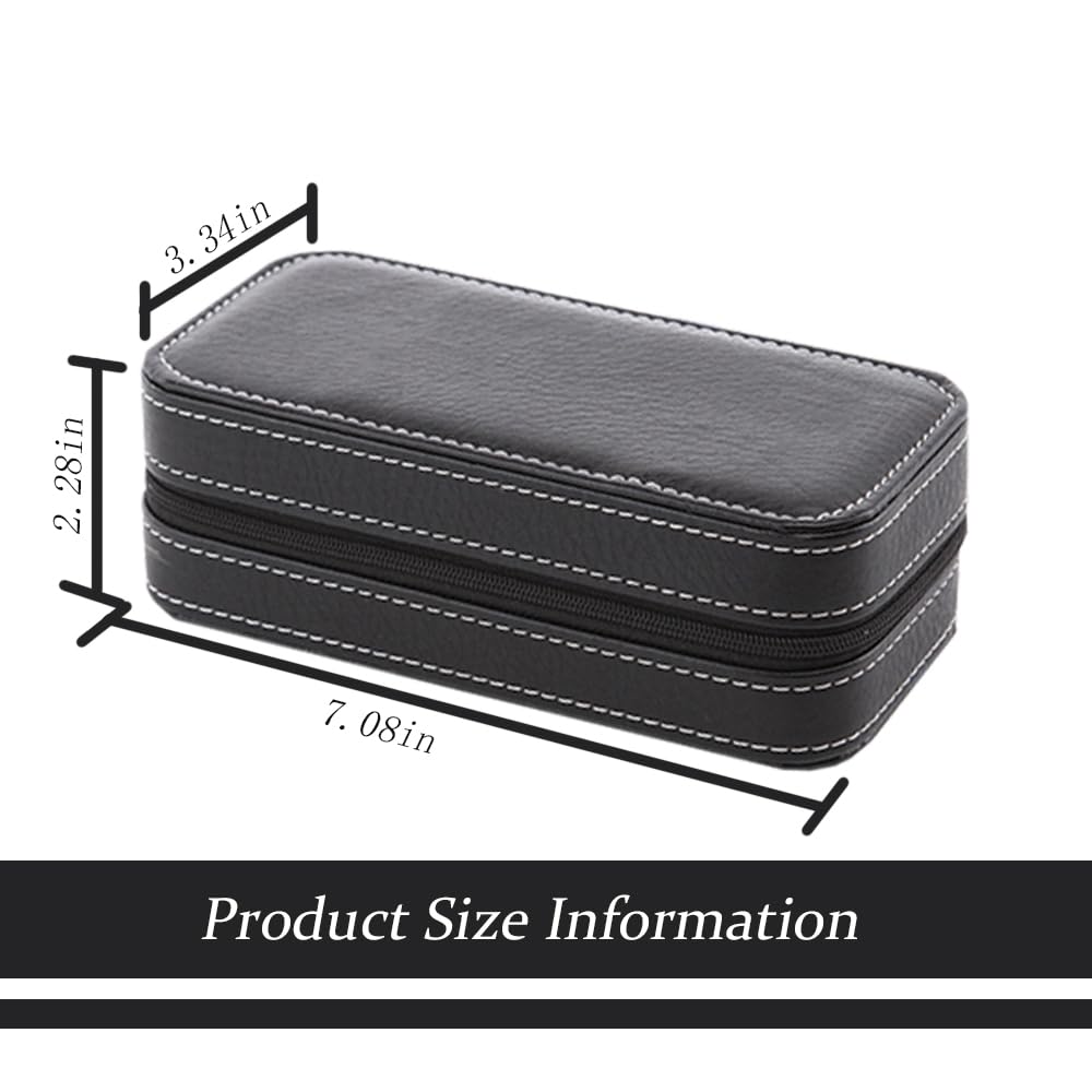 watch travel case,travel watch cases for men, PU leather zipper storage case watch organizer, 2 place notch portable travel watch zipper case, suitable for living room bedroom and travel