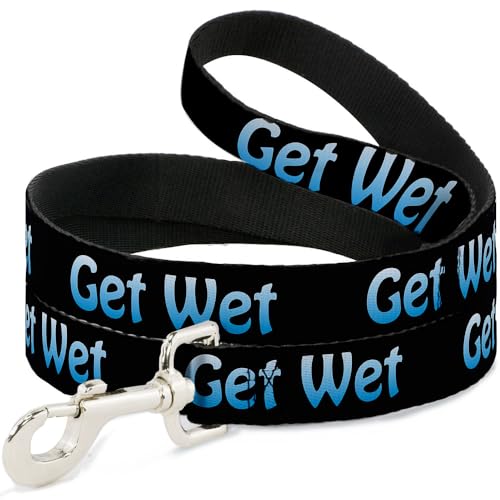 Buckle-Down Pet Leash - GET WET Black/Baby Blue - 4 Feet Long - 1.5" Wide