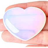 MAIBAOTA 45 mm Opalite Stones Heart Love Crystal Valentines Gifts for Herfriend Wife Opal Stone Reiki Crystal Gemstone Worry Stones for Anxiety