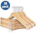 HKLIVE Solid Wooden Hangers Adult Size Non-Pants Bar Coat Hangers Natural Color 30 Pack