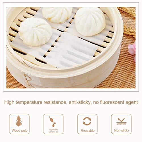 Wax Paper, Air Fryer Liners 500PCS 7x7cm Bamboo Steamer Paper Square