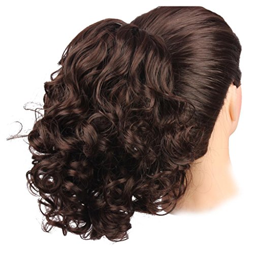 WeKen Hair Bun Medium Long Curly Synthetic Hairpiece Dark Brown