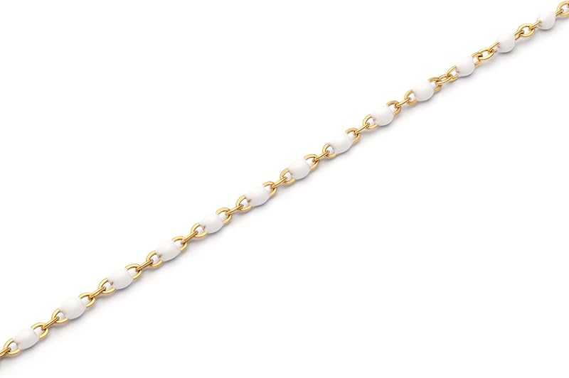 Tornozeleira Mulher, Dots, Aço Branco Dourado