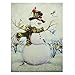 LED Lighted Vintage Inspired Snowman and Bird Friends Christmas Canvas Wall Art 15.75